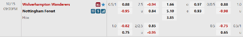 Ty le keo tran chien Wolves vs Nottingham Forest tai w88